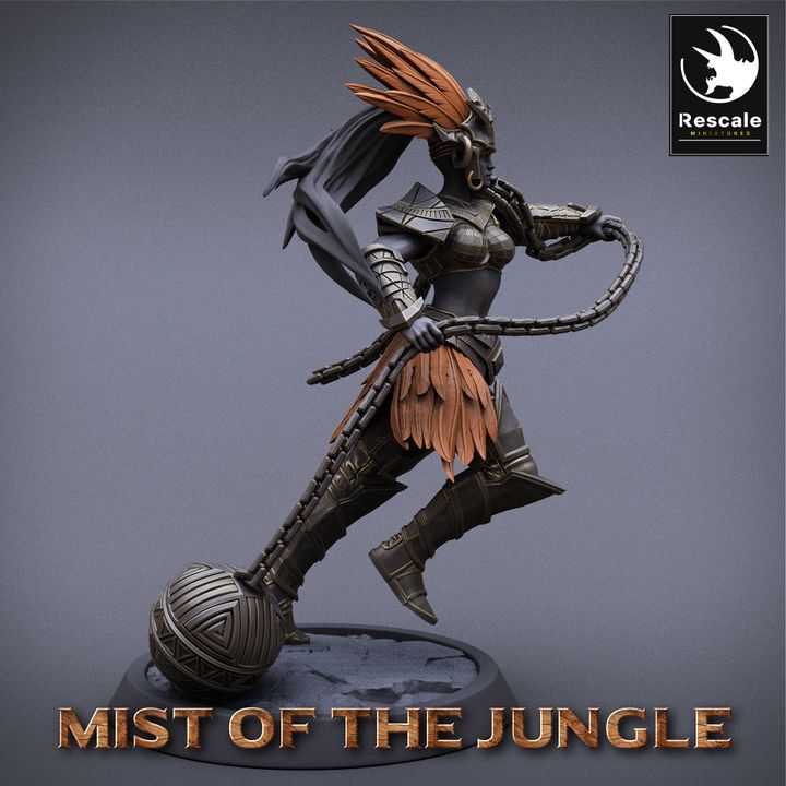 Amazon Warrior Jungle Fighter Barbarian | Medium | Rescale Miniatures | D&D DnD Pathfinder Miniature