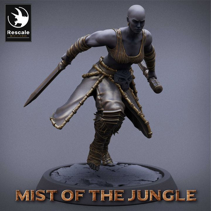 Amazon Fighter Dagger Rogue | Medium | Rescale Miniatures | D&D DnD Pathfinder Miniature