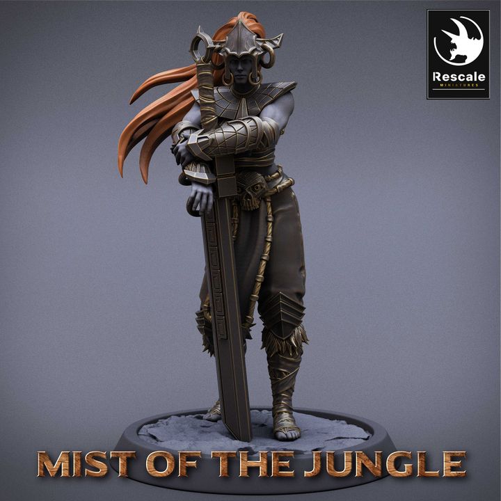 Amazon Warrior Great Sword Fighter | Medium | Rescale Miniatures | D&D DnD Pathfinder Miniature