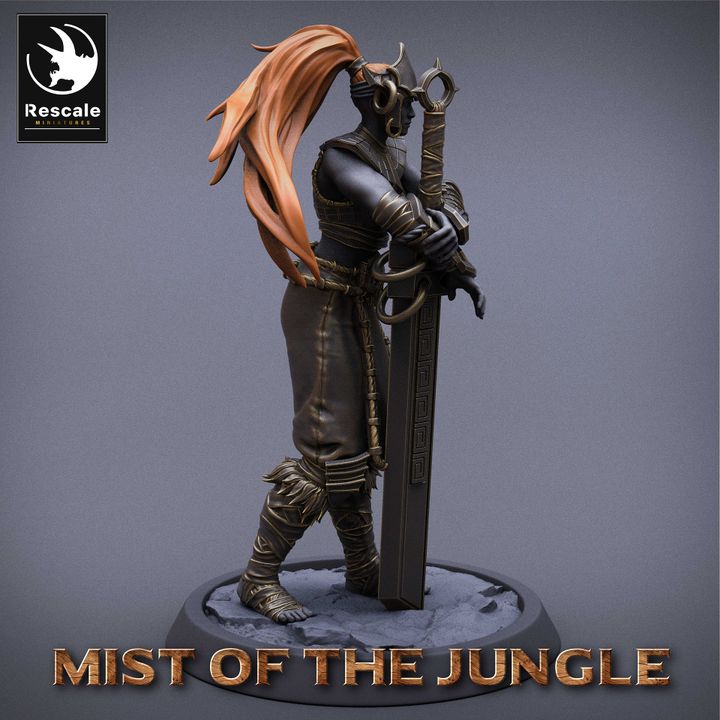 Amazon Warrior Great Sword Fighter | Medium | Rescale Miniatures | D&D DnD Pathfinder Miniature