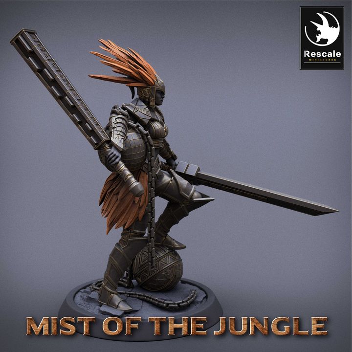 Amazon Warrior Female Fighter Miniature | Medium | Rescale Miniatures | D&D DnD Pathfinder Miniature