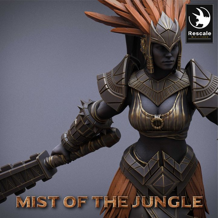 Collection Amazon Warrior Miniature Mace Combat | Medium | Rescale Miniatures | D&D DnD Pathfinder Miniature