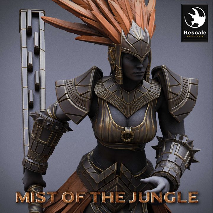 Collection Amazon Warrior Miniature Mace Combat | Medium | Rescale Miniatures | D&D DnD Pathfinder Miniature