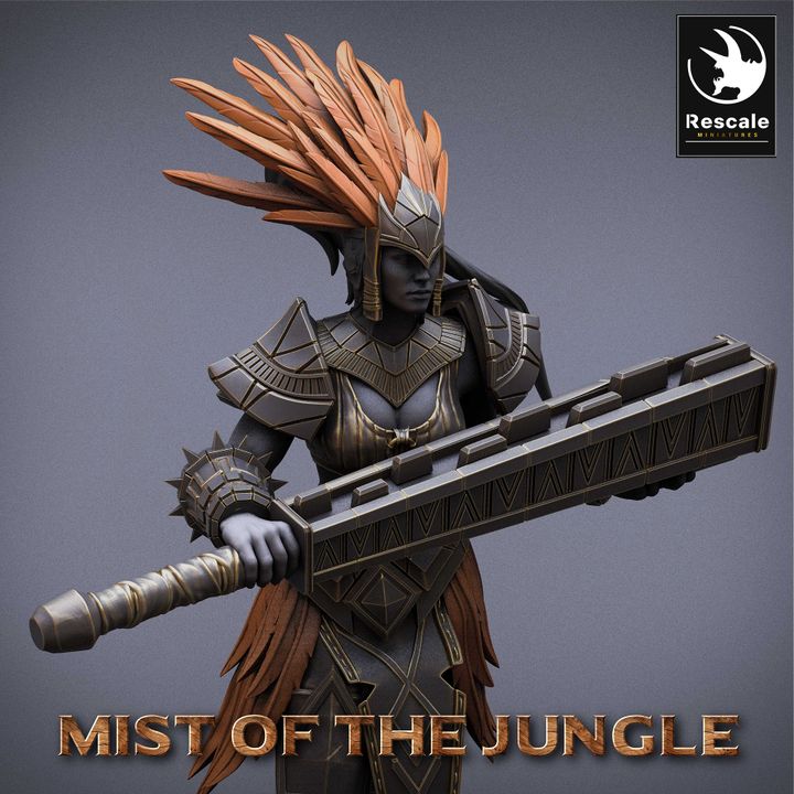 Collection Amazon Warrior Miniature Mace Combat | Medium | Rescale Miniatures | D&D DnD Pathfinder Miniature
