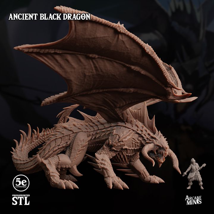 Ancient Black Dragon - Guard (100mm Base)