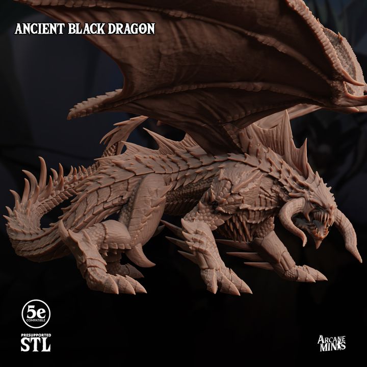 Ancient Black Dragon - Guard (100mm Base)