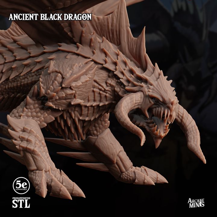 Ancient Black Dragon - Guard (100mm Base)