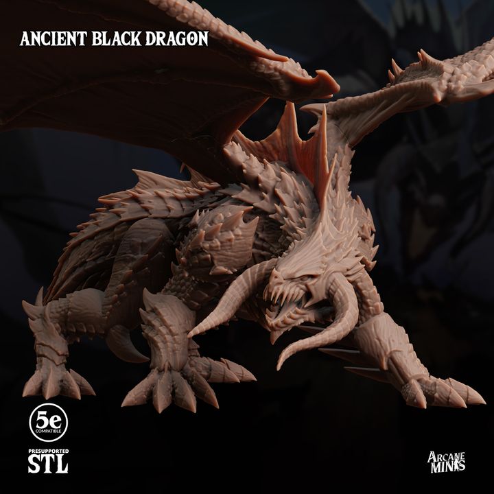 Ancient Black Dragon - Guard (100mm Base)