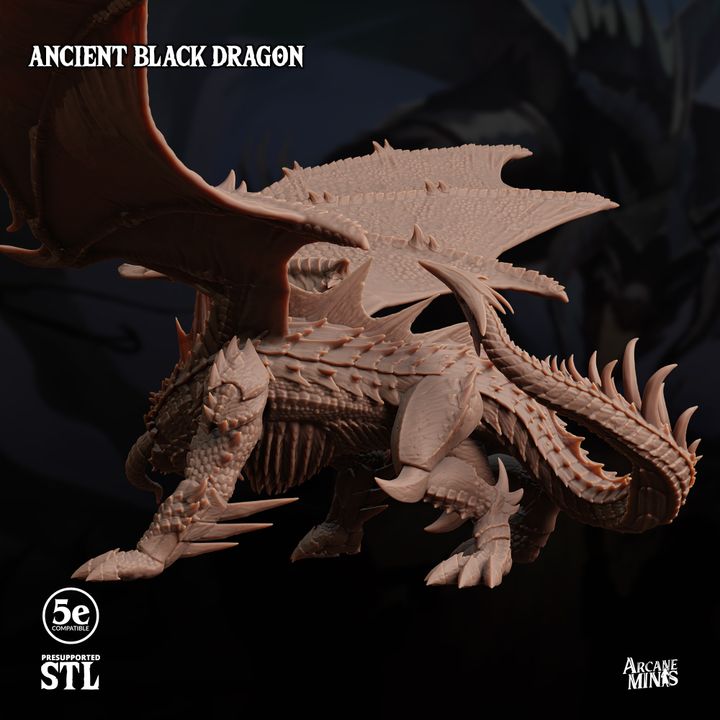 Ancient Black Dragon - Guard (100mm Base)