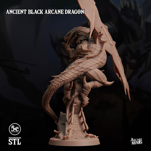 Ancient Black Arcane Dragon - Majestic (100mm Base)