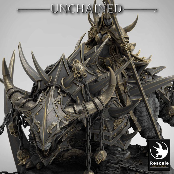 Armored Mounted Beast Guard | Large | Rescale Miniatures | D&D DnD Pathfinder Miniature