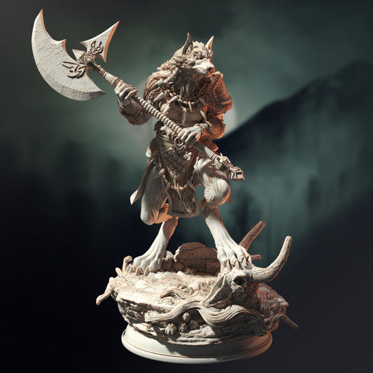 Werewolf Barbarian - Battle (25mm Base)