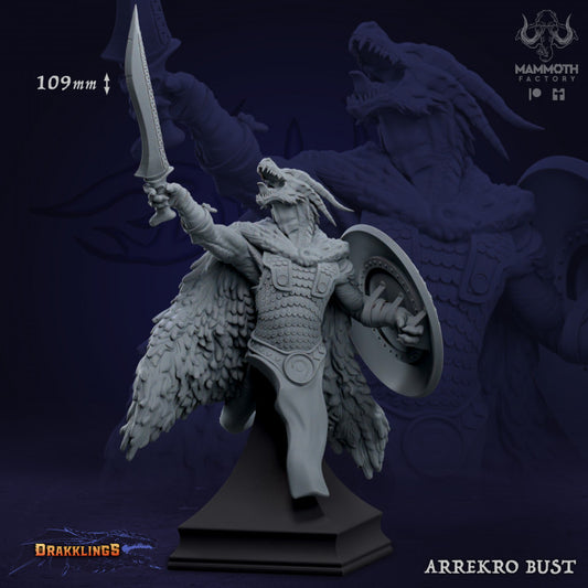 Arrekro, Drakkling Warleader Bust - Commanding (109mm Base)