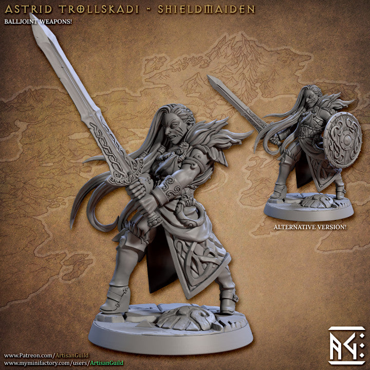 Shieldmaiden Warrior Humanoids Fighter | Medium | Artisan Guild | D&D DnD Pathfinder Miniature