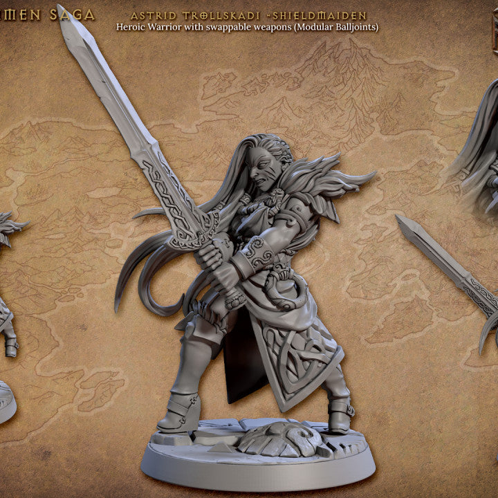 Shieldmaiden Warrior Humanoids Fighter | Medium | Artisan Guild | D&D DnD Pathfinder Miniature