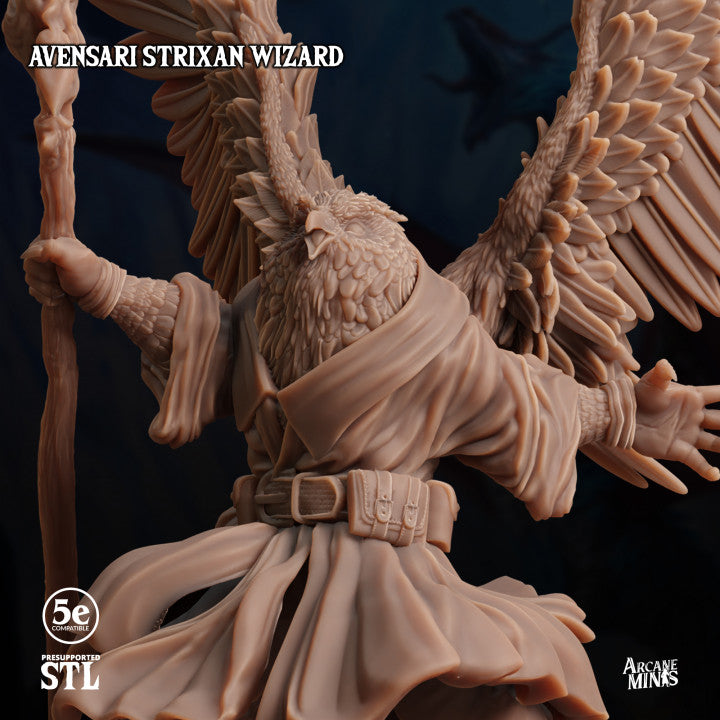 Birdfolk Wizard Spellcaster Miniature | Medium | Sordane Publishing | D&D DnD Pathfinder Miniature