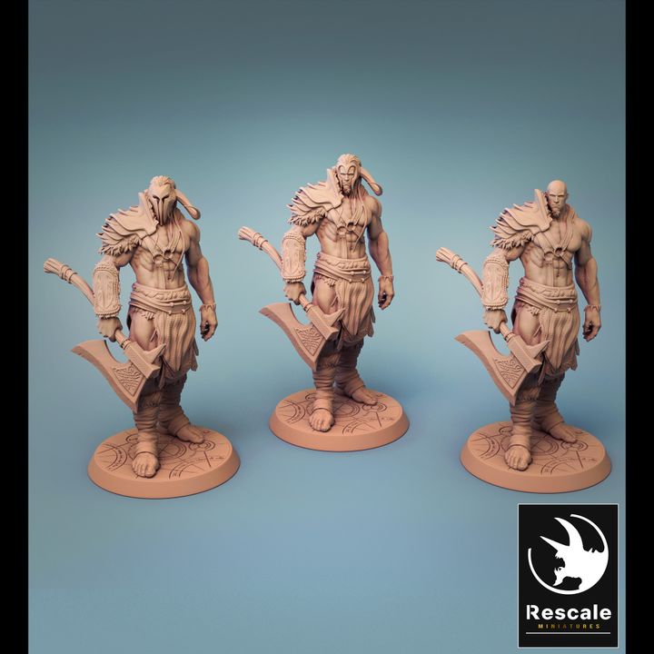 Barbarian Warrior Axe Pose | Medium | Rescale Miniatures | D&D DnD Pathfinder Miniature