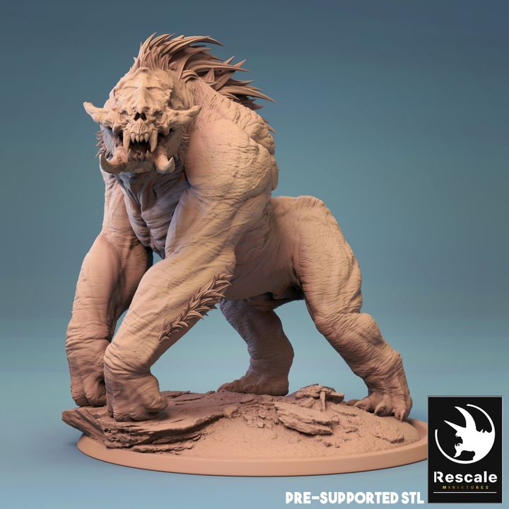 Demon Ape Miniature (Large) | Rescale Miniatures | Painting D&D Tabletop Miniature Pathfinder 5e