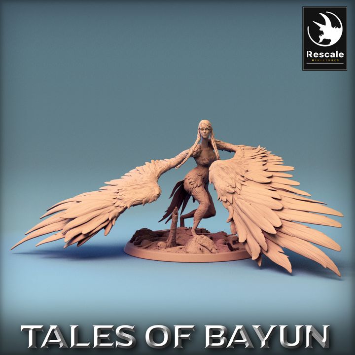 Harpy Monstrous Creature Dynamic Large | Rescale Miniatures | D&D DnD Pathfinder Miniature
