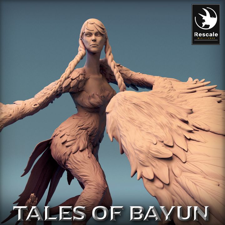 Harpy Monstrous Creature Dynamic Large | Rescale Miniatures | D&D DnD Pathfinder Miniature