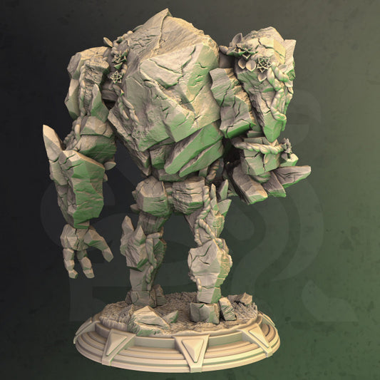Rock Golem with Elven Druid - Guardian (75mm Base)
