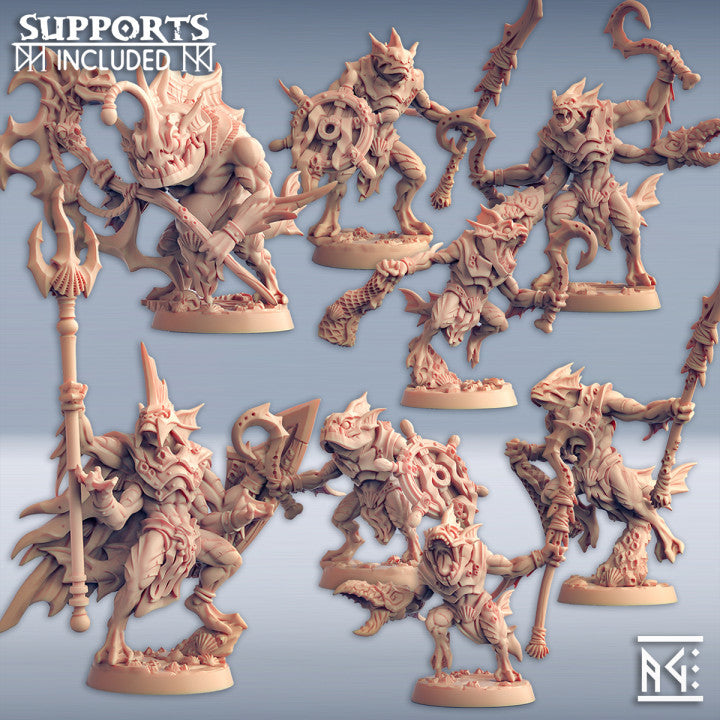 Jurakin Amphibious Warrior Trident Fighter | Medium | Artisan Guild | D&D DnD Pathfinder Miniature