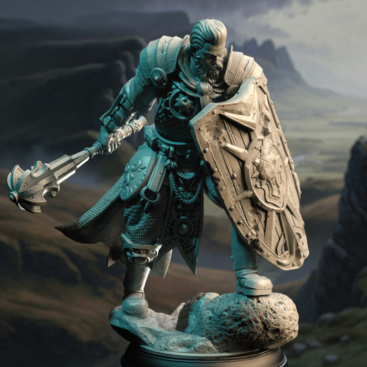 Twin Sun Cleric - Shielded (25mm Base)