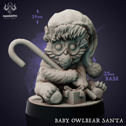 Baby Owlbear Santa - Festive (25mm Base)