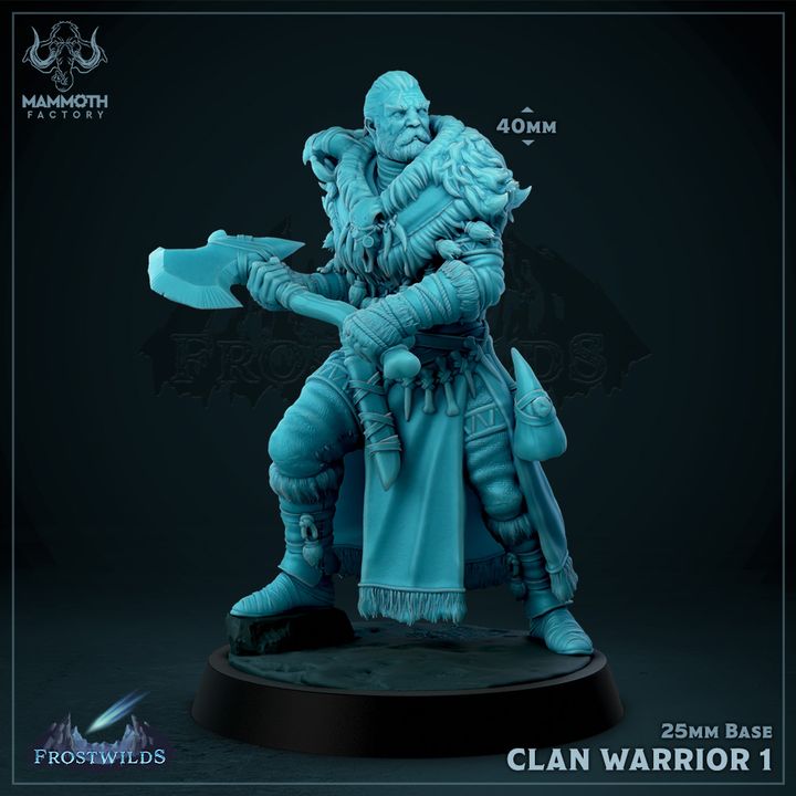 Clan Warrior Human Barbarian Fighter | Medium | Mammoth Factory | D&D DnD Pathfinder Miniature