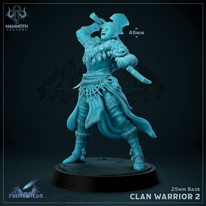 Clan Warrior Human Barbarian Fighter | Medium | Mammoth Factory | D&D DnD Pathfinder Miniature
