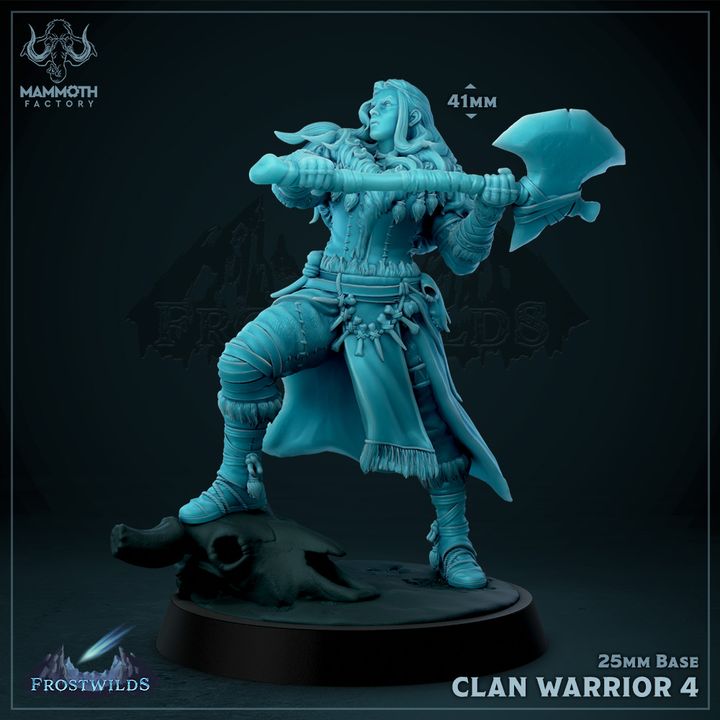 Clan Warrior Human Barbarian Fighter | Medium | Mammoth Factory | D&D DnD Pathfinder Miniature