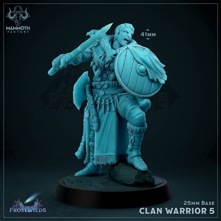 Clan Warrior Human Barbarian Fighter | Medium | Mammoth Factory | D&D DnD Pathfinder Miniature