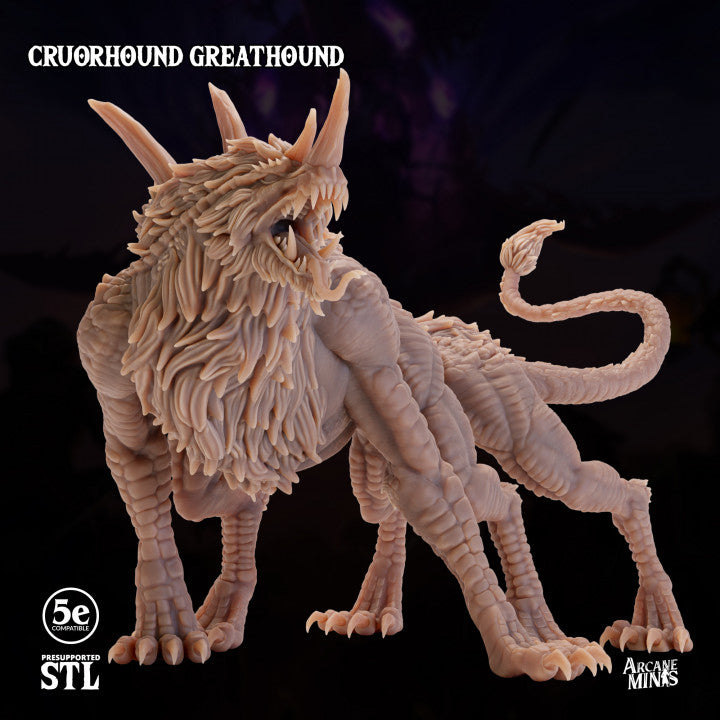 Cruorhound Greathorn Beast Monstrosity | Huge | Sordane Publishing | D&D DnD Pathfinder Miniature