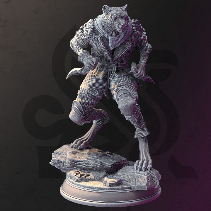 Tabaxi Snow Leopard Rogue Miniature | Medium | DM Stash | D&D DnD Pathfinder Miniature