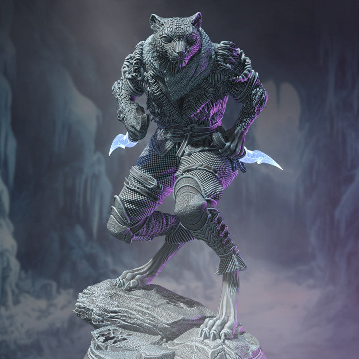 Tabaxi Snow Leopard Rogue Miniature | Medium | DM Stash | D&D DnD Pathfinder Miniature