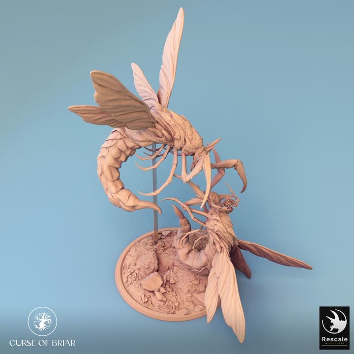 Insectoid Monstrosities Aerial Battle | Large | Rescale Miniatures | D&D DnD Pathfinder Miniature