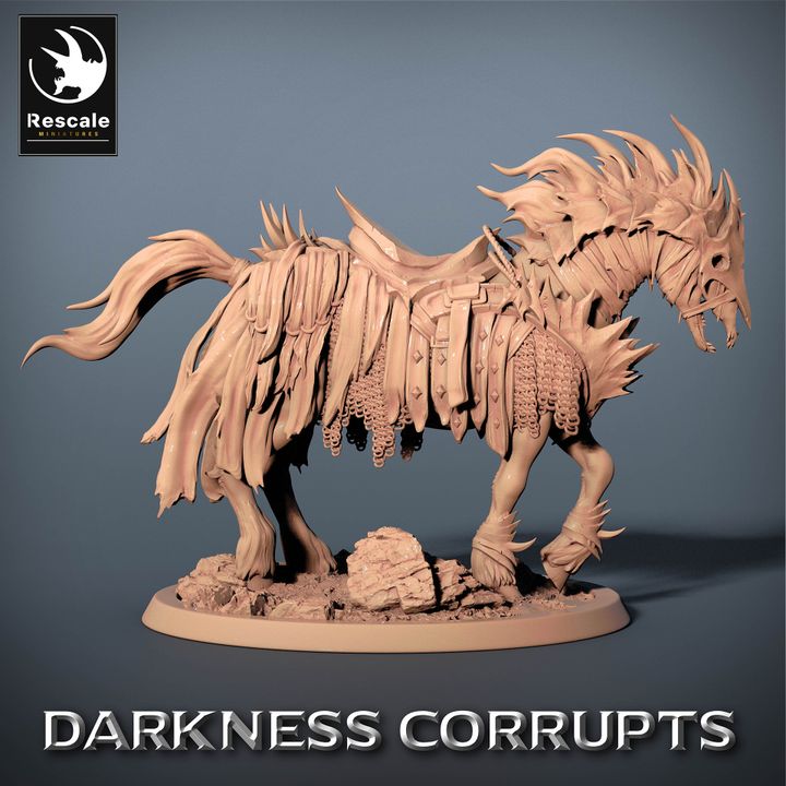 Dark Knight Spectral Horse Miniature | Large | Rescale Miniatures | D&D DnD Pathfinder Miniature