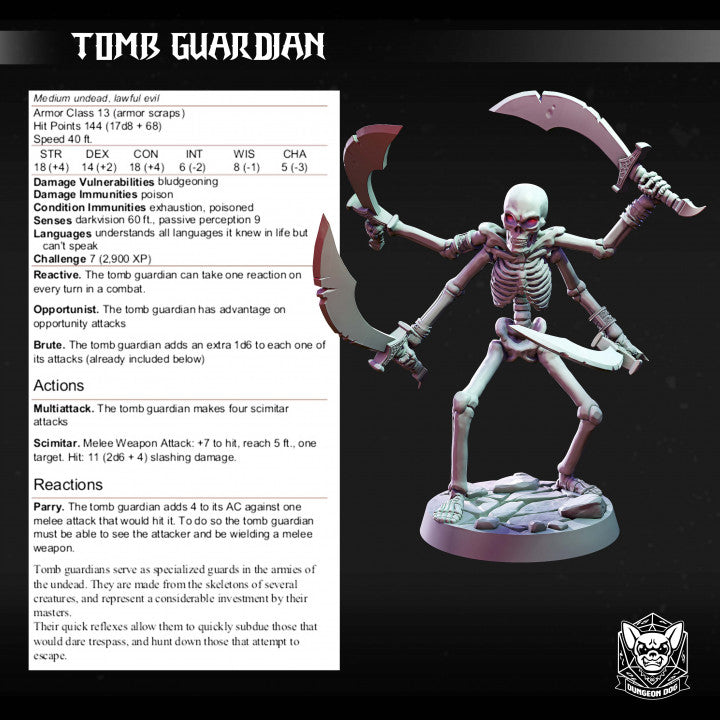 Skeleton Guard Undead Tomb Guardian | Medium | Dungeon Dog | D&D DnD Pathfinder Miniature