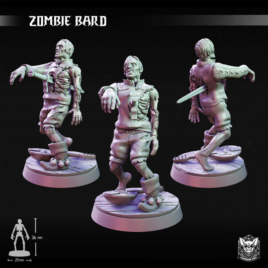 Zombie Bard - Staggering Pose (25mm Base)
