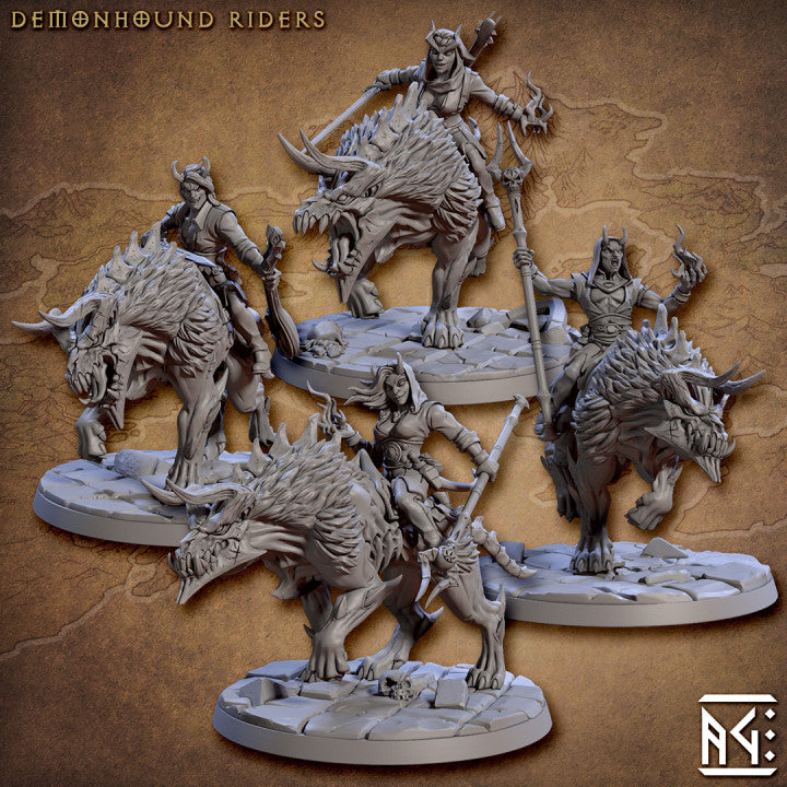 Demonhound Riders Fiend Cavalry | Large | Artisan Guild | D&D DnD Pathfinder Miniature