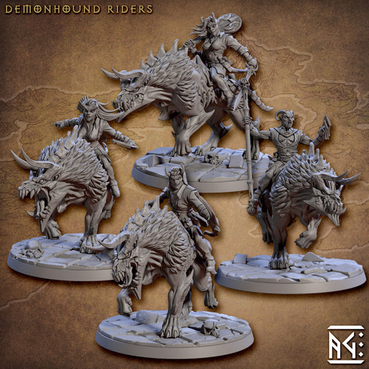 Demonhound Riders Fiend Cavalry | Large | Artisan Guild | D&D DnD Pathfinder Miniature