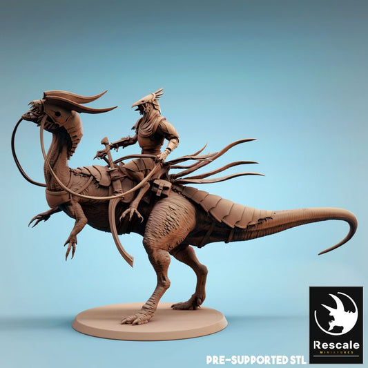 Dilophosaurus Riding Dinosaur | Large | Rescale Miniatures | D&D DnD Pathfinder Miniature