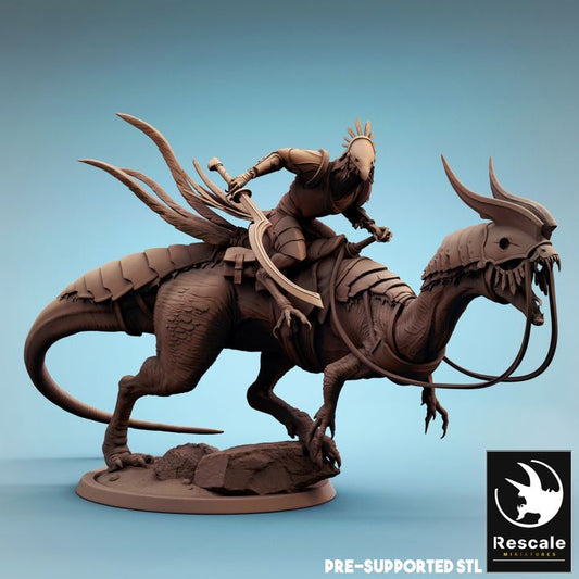 Dilophosaurus Mounted Rider Beasts Large | Rescale Miniatures | D&D DnD Pathfinder Miniature