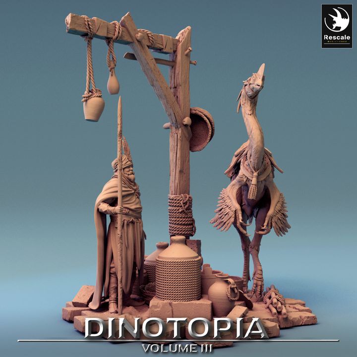 Dinotopia Dinosaur Marketplace Scene | Gargantuan | Rescale Miniatures | D&D DnD Pathfinder Miniature