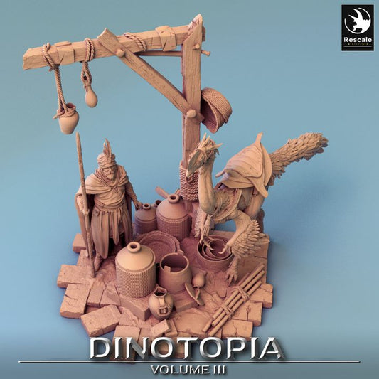 Dinotopia Dinosaur Marketplace Scene | Gargantuan | Rescale Miniatures | D&D DnD Pathfinder Miniature