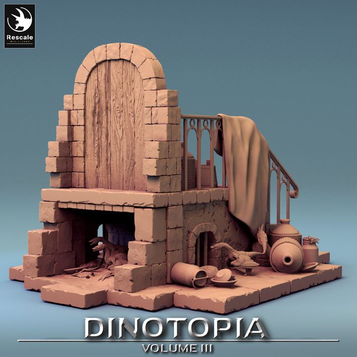 Dinotopia Diorama Steps Scene | Large | Rescale Miniatures | D&D DnD Pathfinder Miniature