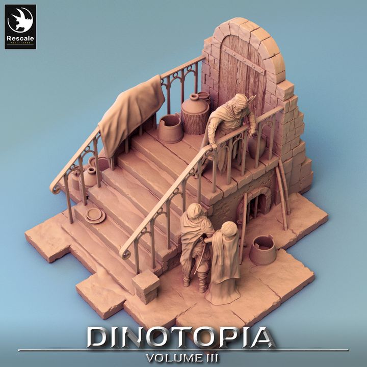 Dinotopia Diorama Steps Scene | Large | Rescale Miniatures | D&D DnD Pathfinder Miniature
