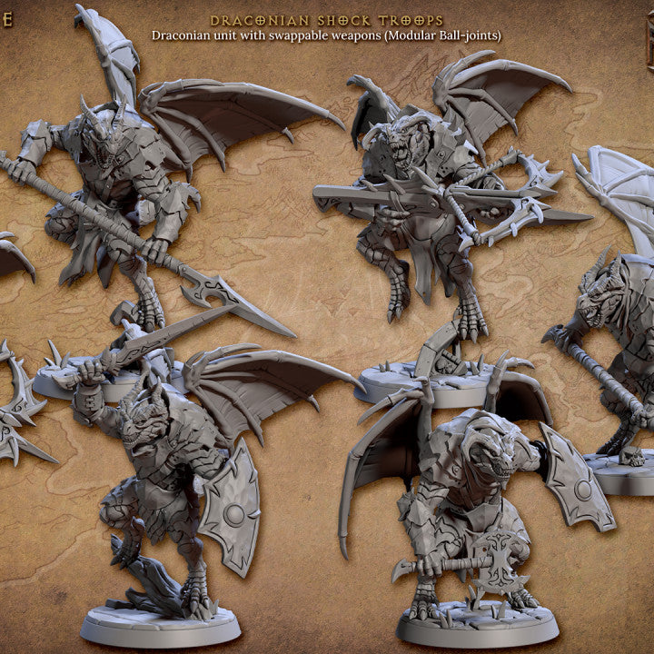Draconian Shock Troop Winged Soldier | Medium | Artisan Guild | D&D DnD Pathfinder Miniature