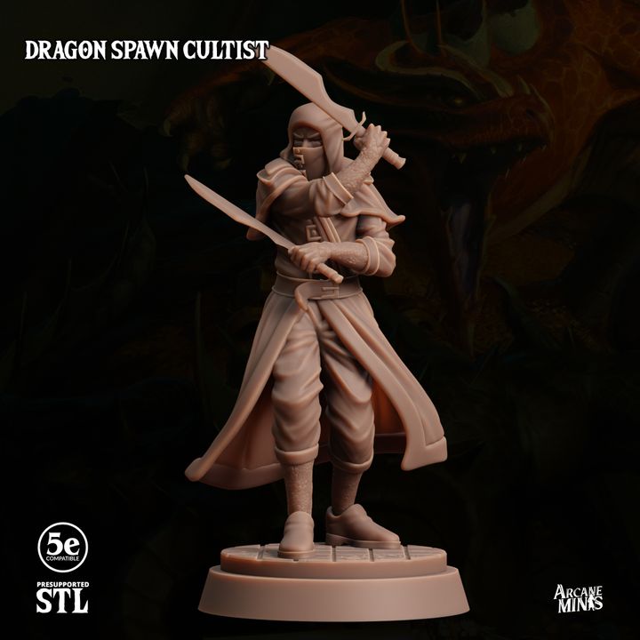 Dragon Cultist Rogue Miniature | Medium | Sordane Publishing | D&D DnD Pathfinder Miniature
