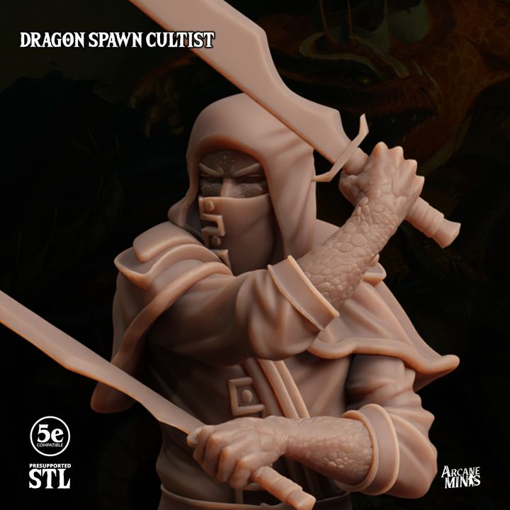 Dragon Cultist Rogue Miniature | Medium | Sordane Publishing | D&D DnD Pathfinder Miniature